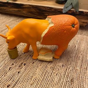 Orange Peel Cow Figurine Decorative Accent